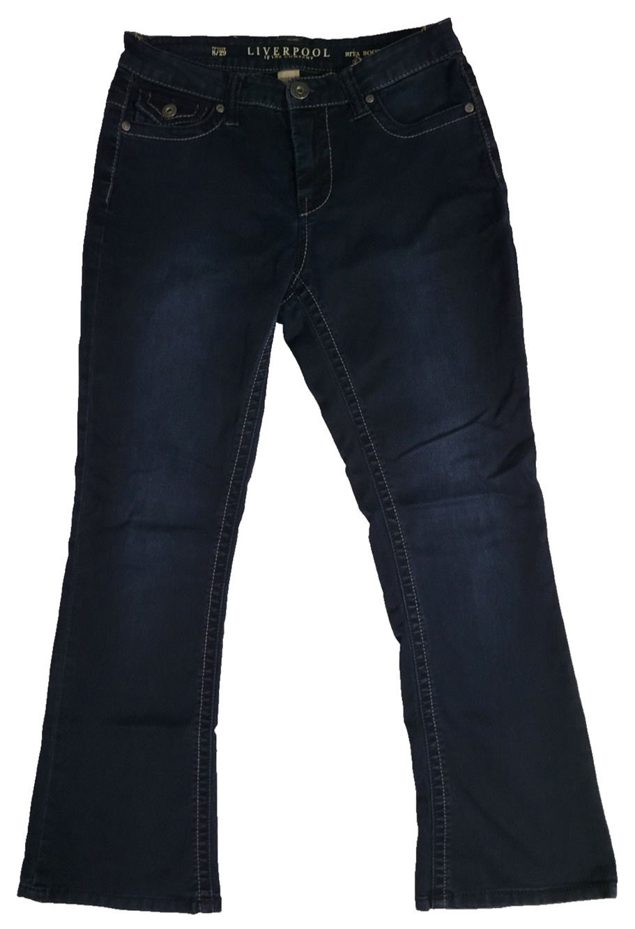 Liverpool Jeans Womens 8 Petite Rita Bootcut Dark Wash Stretch Denim Jeans